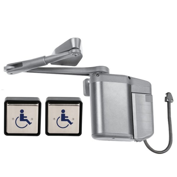 Norton Co Kit includes ADAEZ PRO Door Operator, Two Square Style Push Buttons, Pull Side Regular Arm, Aluminum 5845XSQPB 689